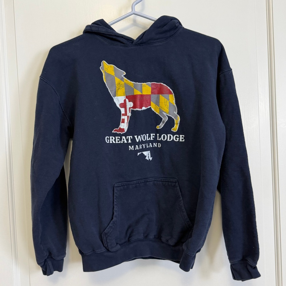 Great‎ Wolf Lodge Maryland Hoodie Kids XL Navy Blue Tultex